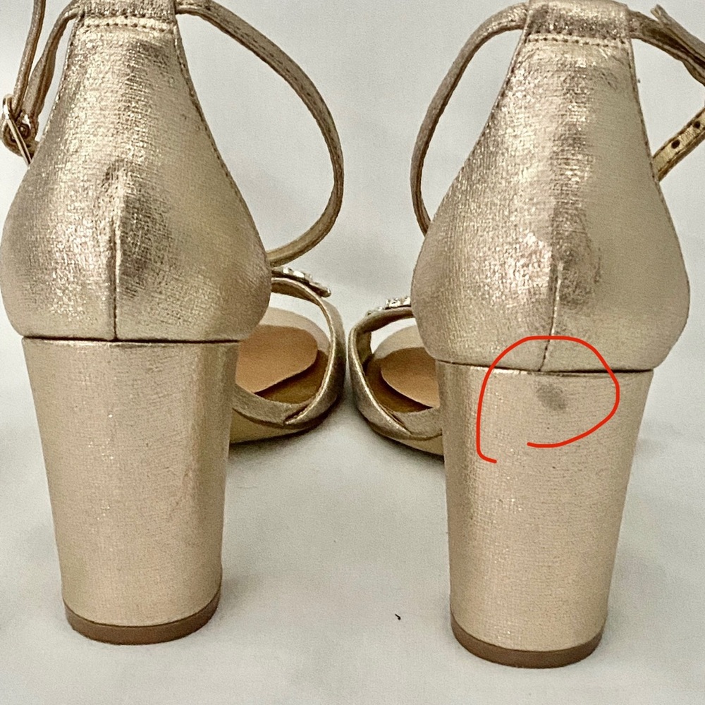 Gold Pumps gold Rose jewels chunky heels ankle strap Mischa Prom Wedding - Picture 6 of 16